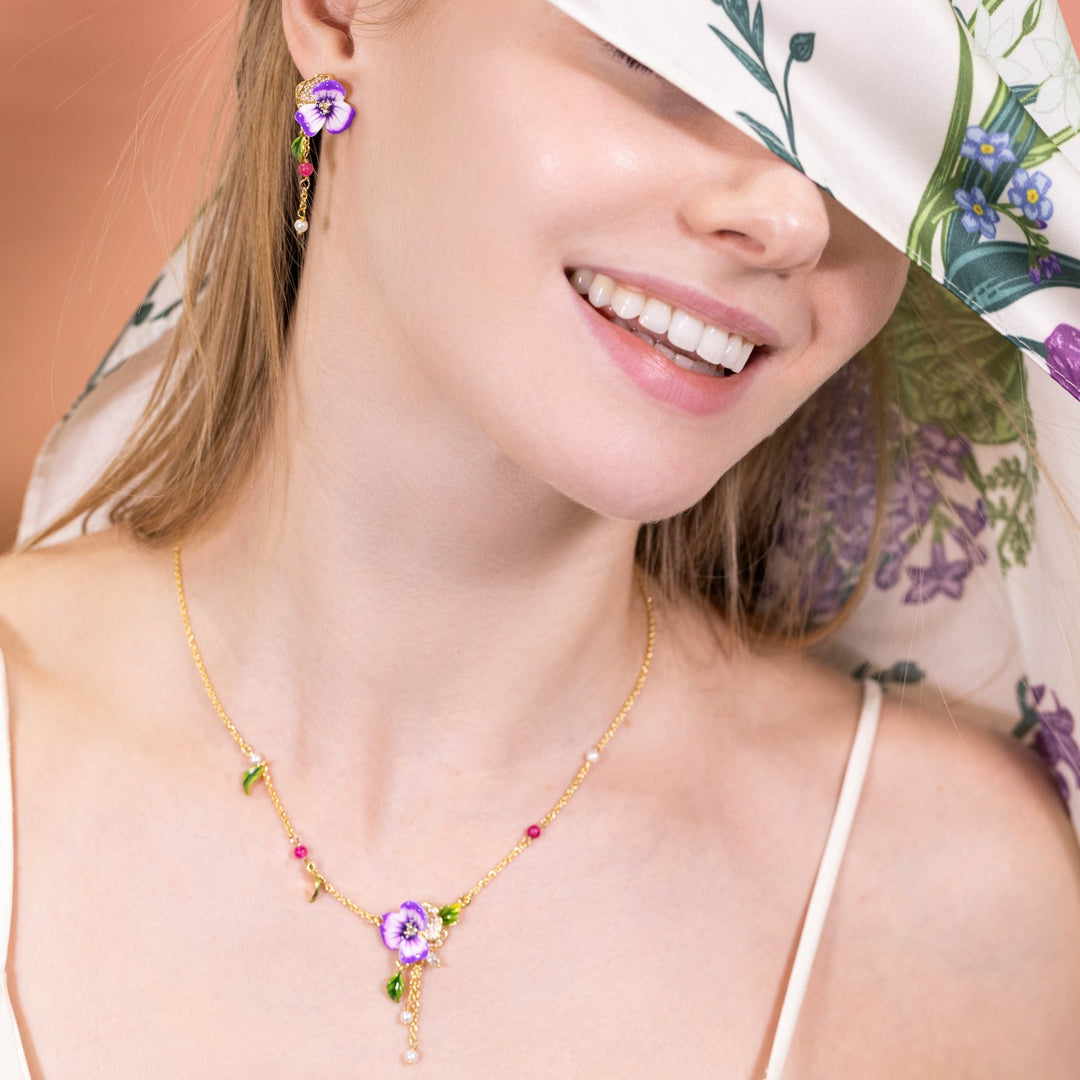 Pansy Jewelry Set with Gift Wrapping
