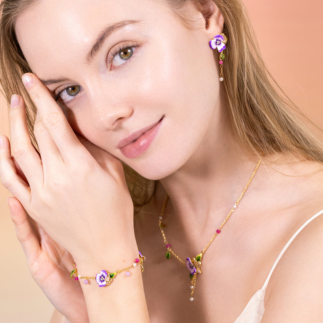 Purple Pansy Earrings