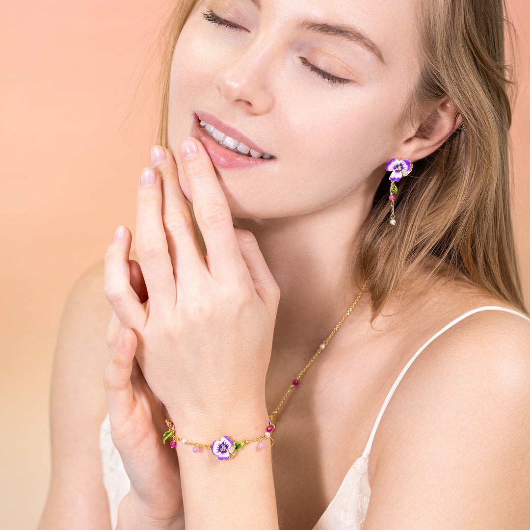 Purple Pansy Earrings