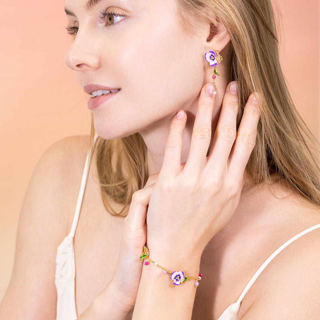 Purple Pansy Earrings
