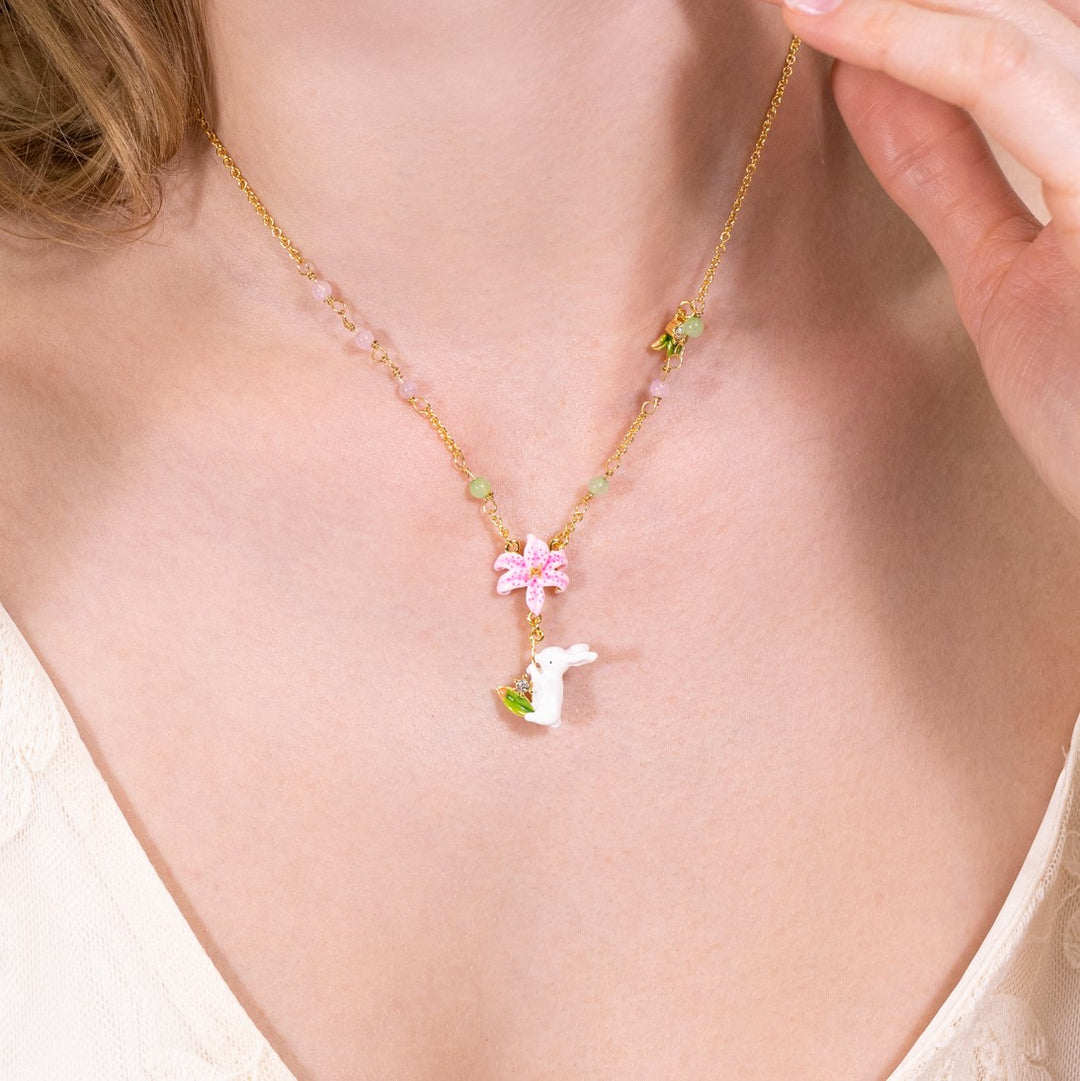 Lily Rabbit Necklace Spring Jewelry