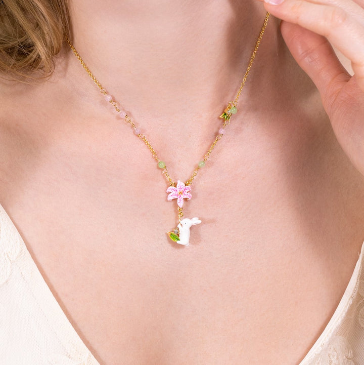 Lily Rabbit Necklace Spring Jewelry