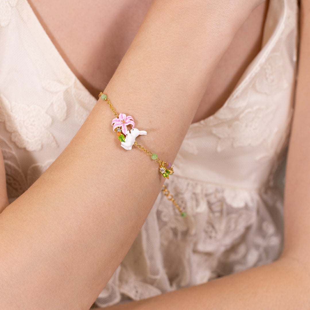 Spring Lily Rabbit Bracelet Gift for Her