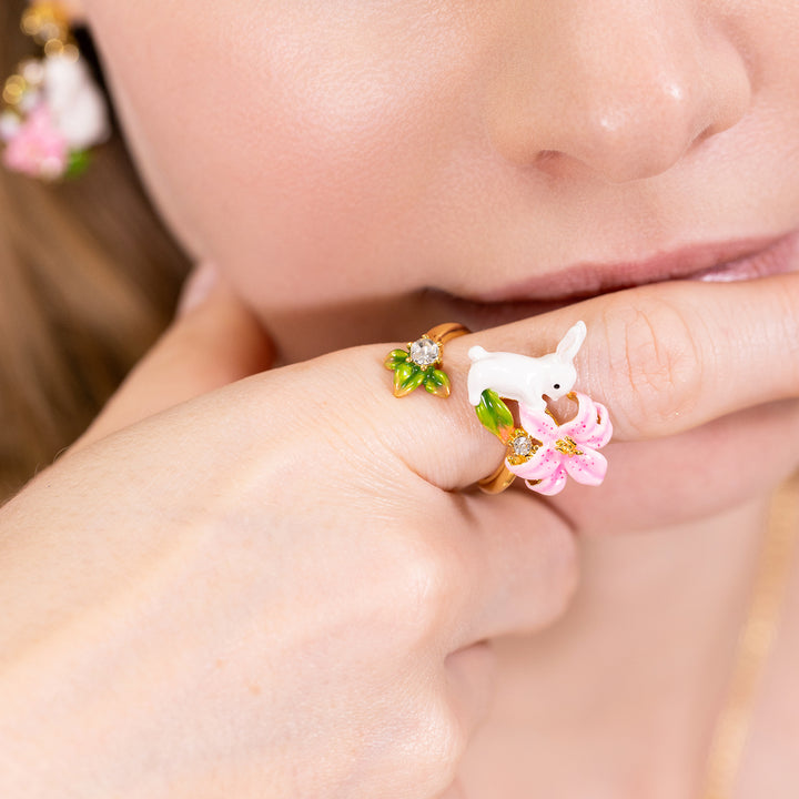 Lily Rabbit Ring Nature Inspired Gift for Her 