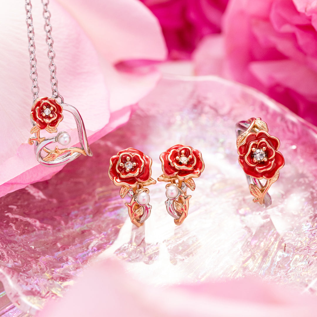 Gold Rose Hoop Earrings