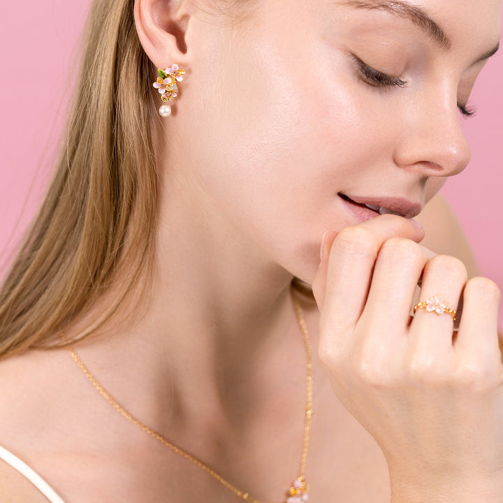 Sakura Enamel Drop Earrings