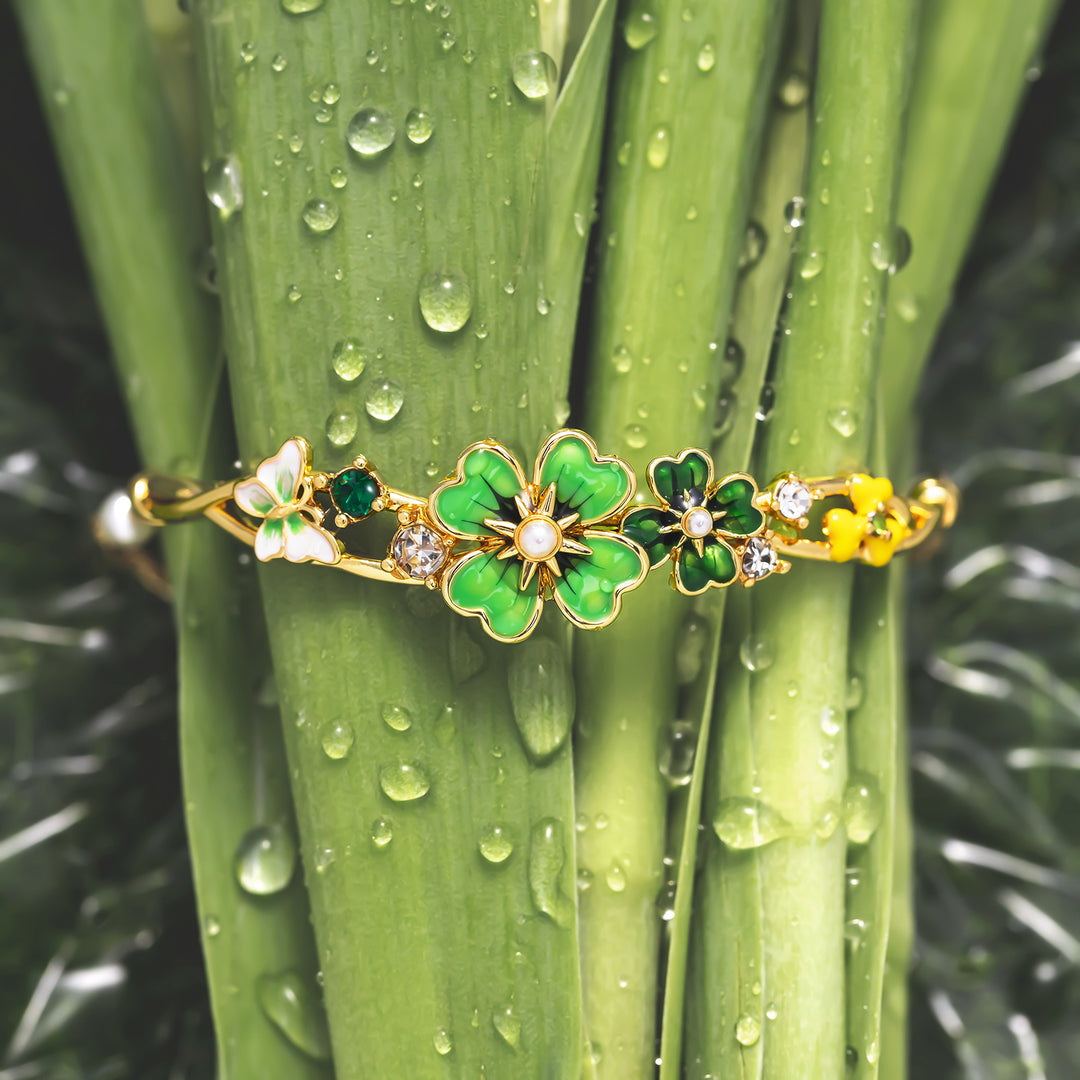 Four Leaf Clover Enamel Bracelet
