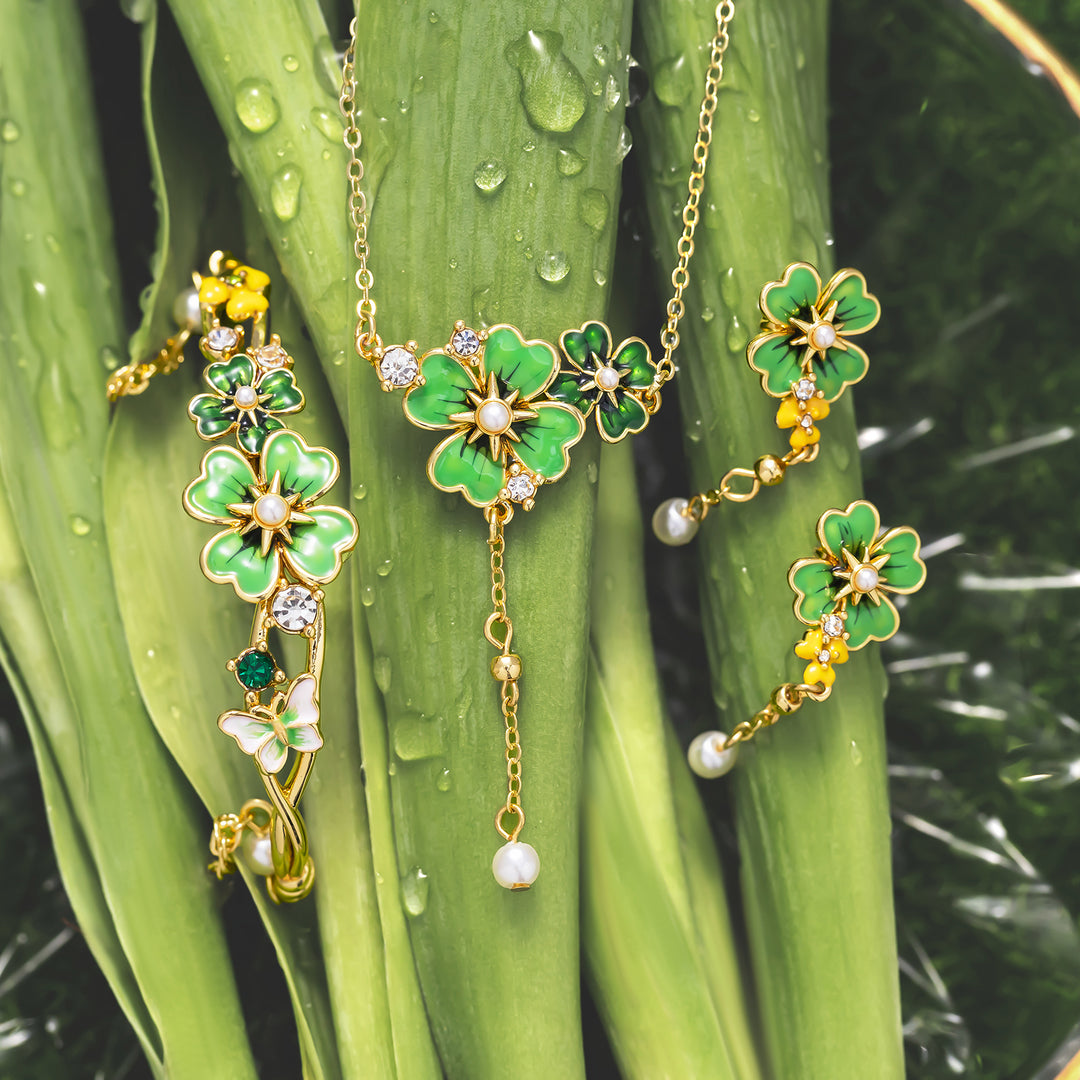 Four Leaf Clover Enamel Necklace