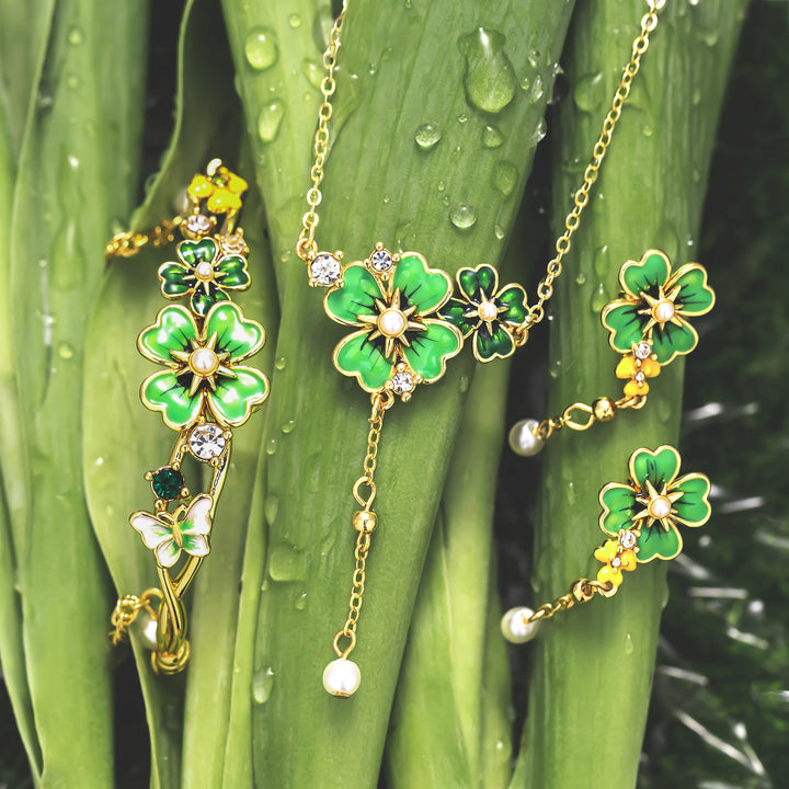 Four Leaf Clover Enamel Earrings