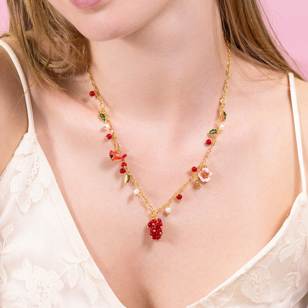 Cranberry Charm Necklace Enamel Jewelry
