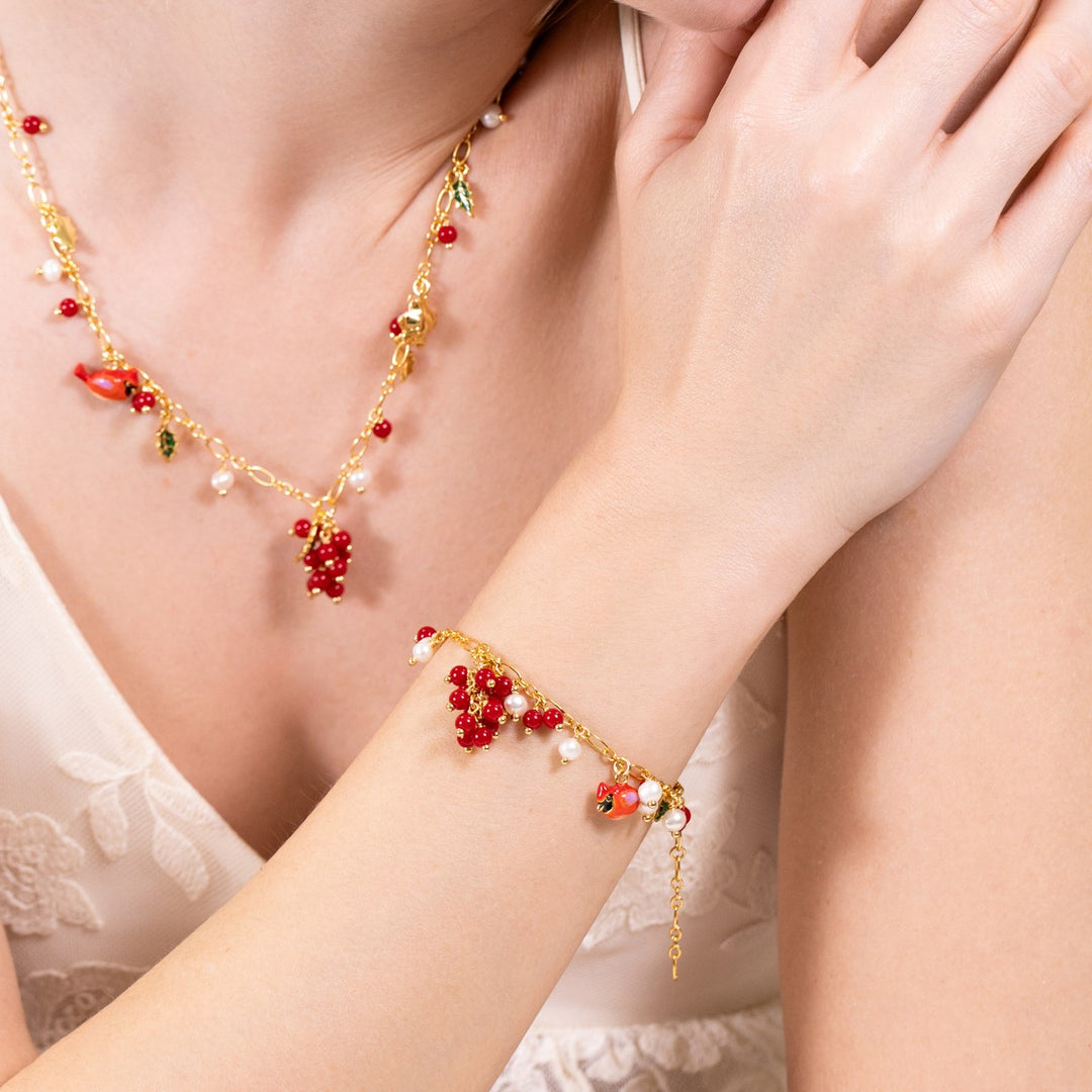 Cranberry Charm Necklace Flower Jewelry Gifts for Her