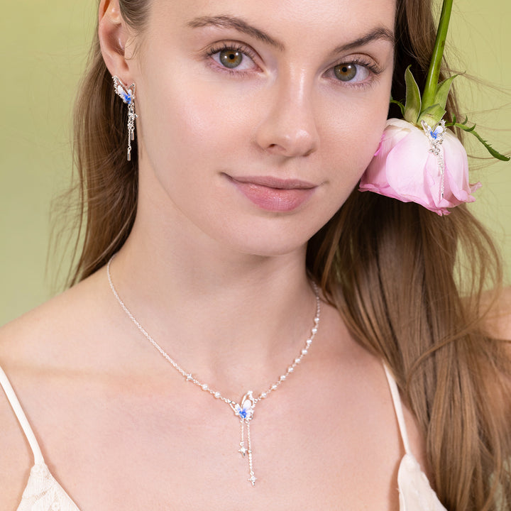 Butterfly Pearl Y Necklace