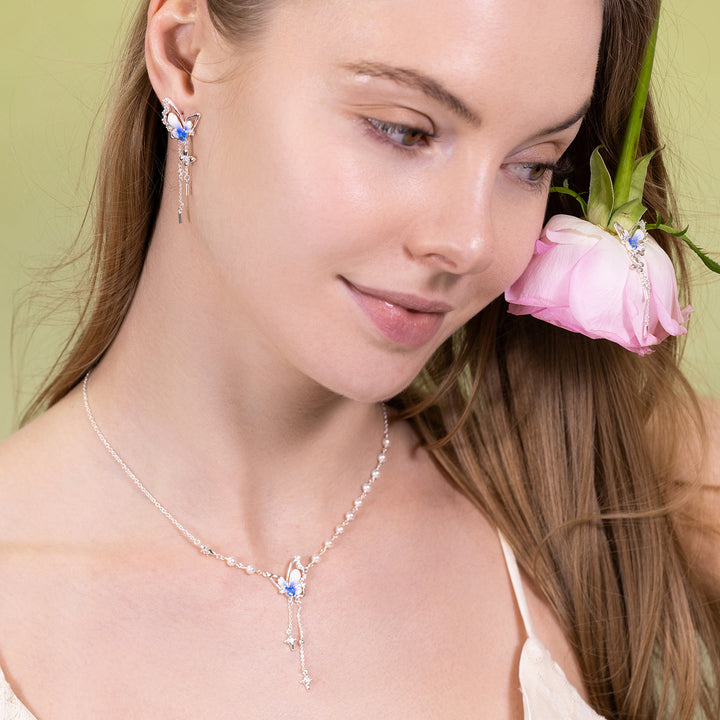 Butterfly Pearl Y Necklace