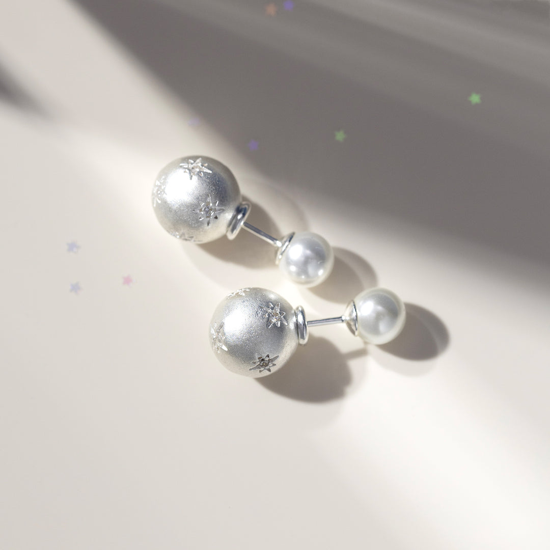 Star Pearl Ball Earrings