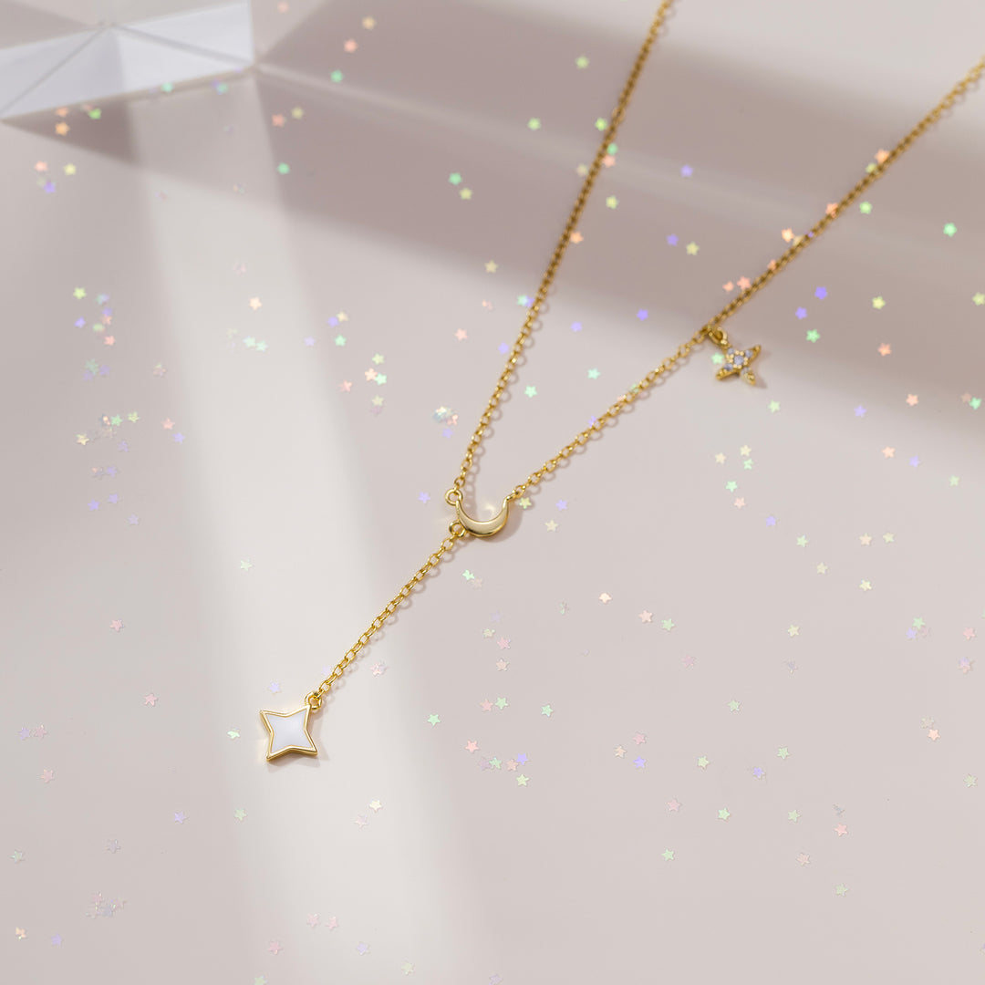 Selenichast Moon Star Lariat Necklace