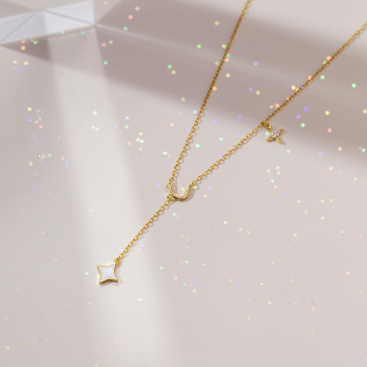 Selenichast Moon Star Lariat Necklace