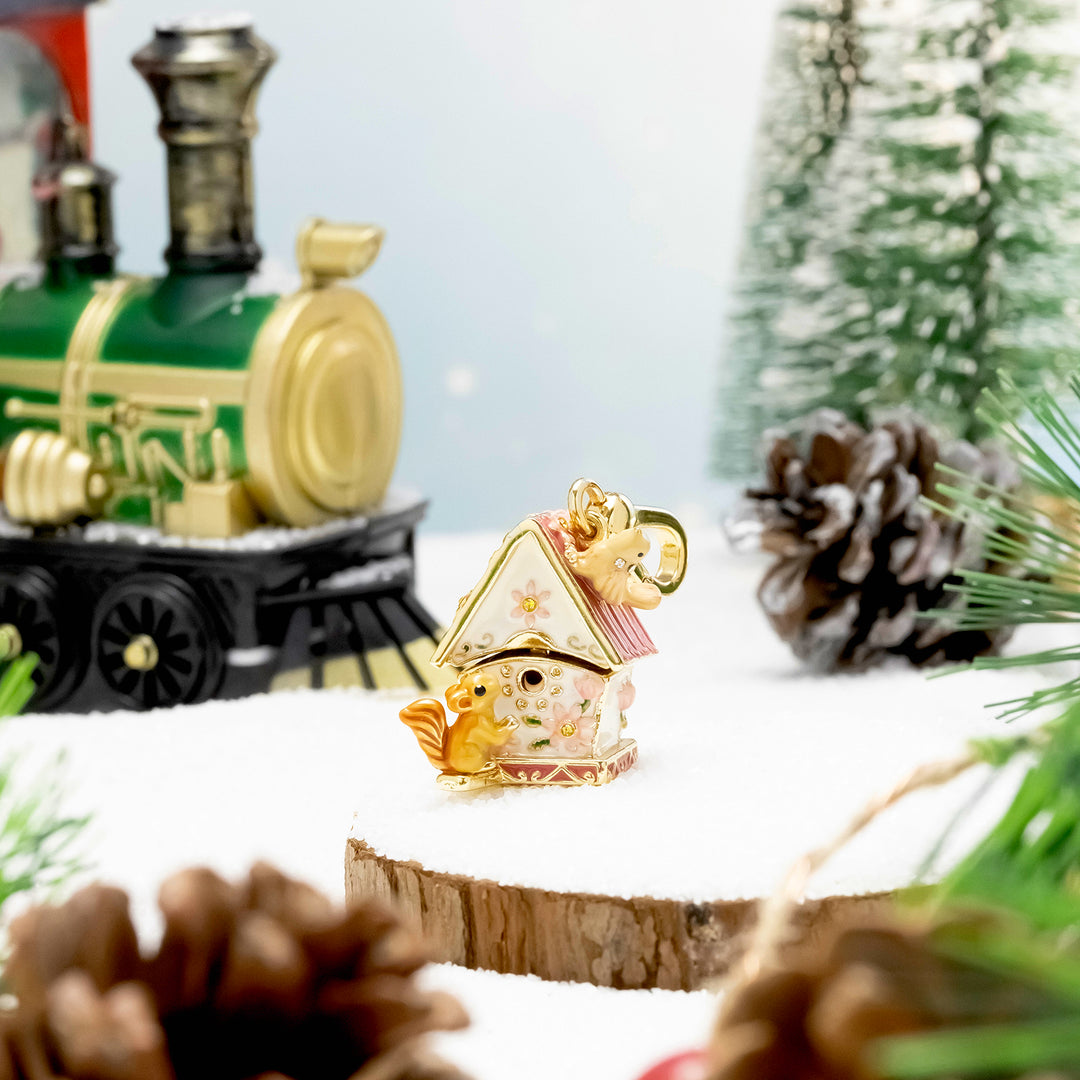 Squirrel Hut Locket Charm