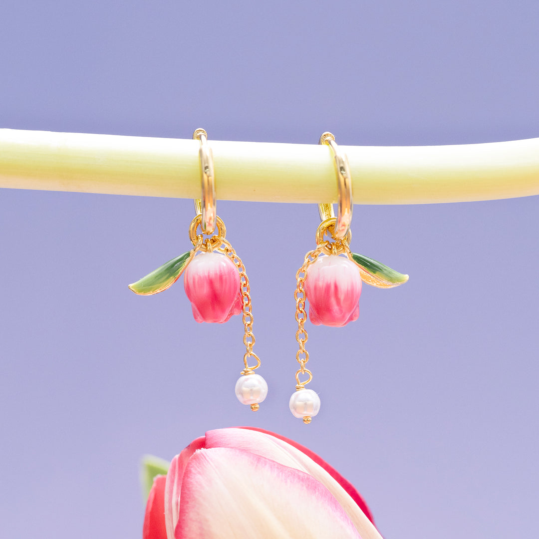 Selenichast Tulip Earrings 18K Gold Jewelry