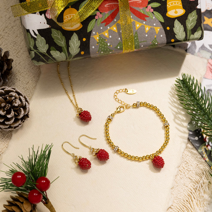 Raspberry Jewelry Set with Gift Wrapping