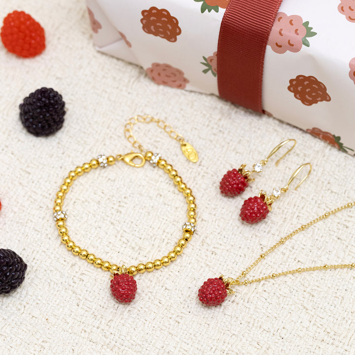 Raspberry Jewelry Set with Gift Wrapping