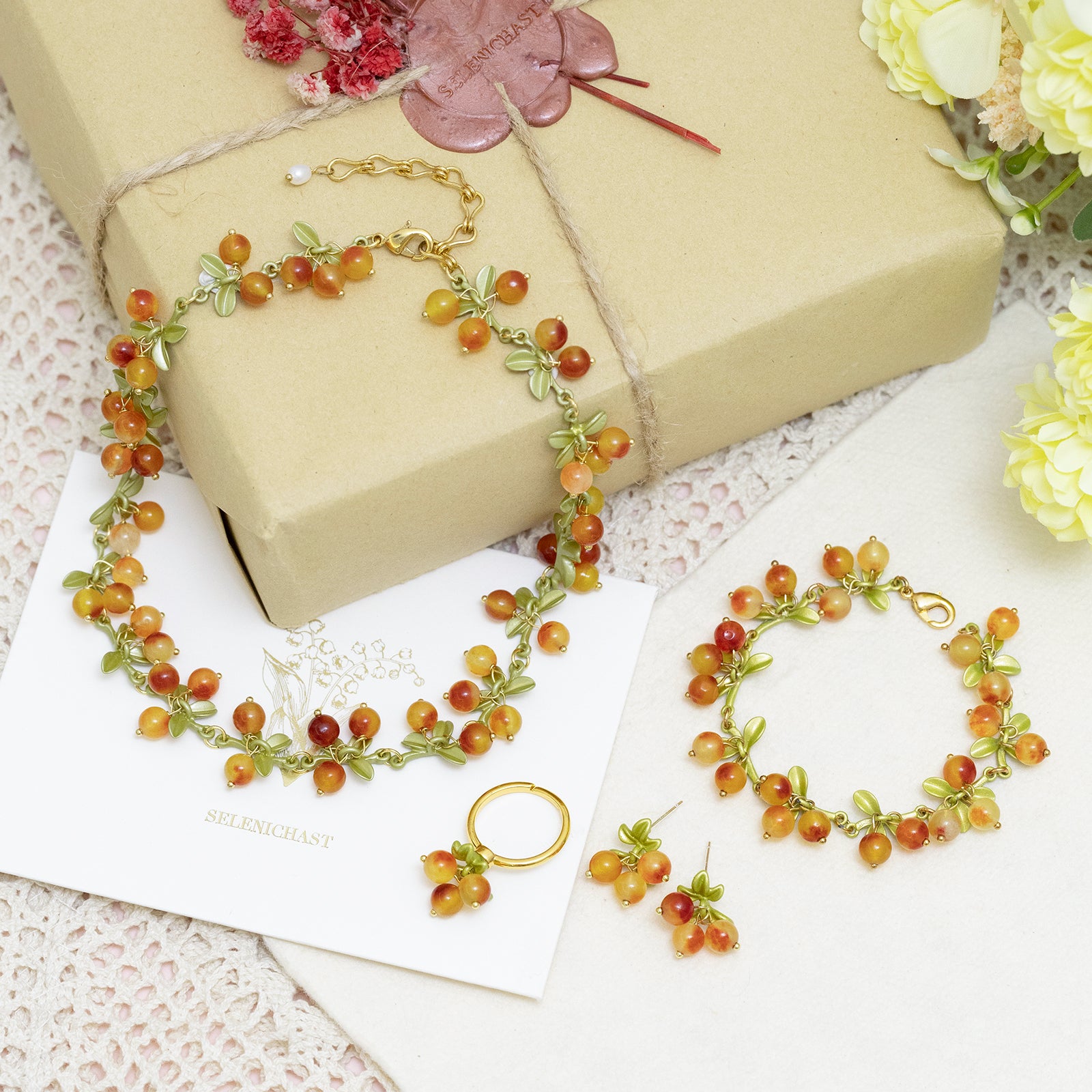 Selenichast Berry Jewelry Set with Gift Wrapping