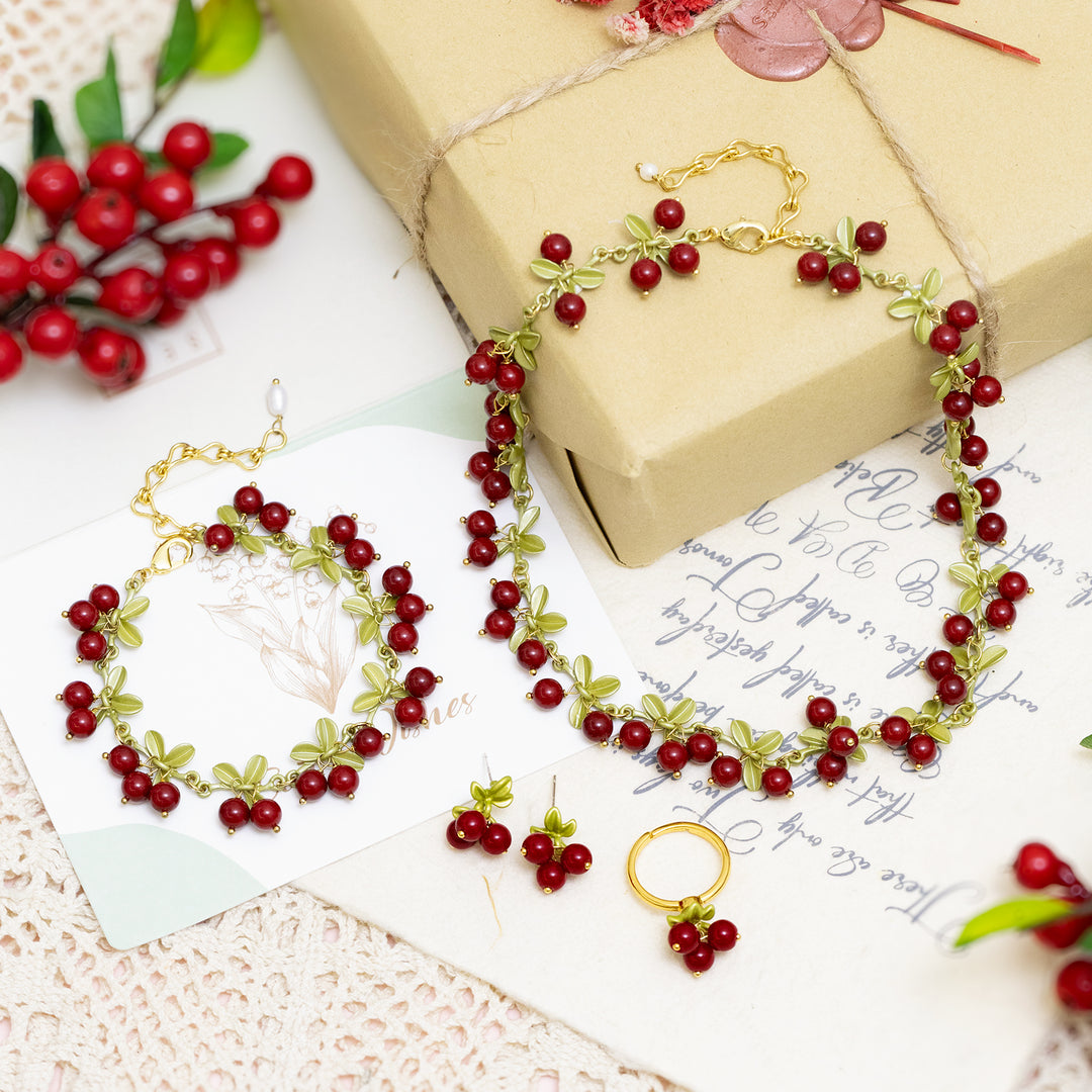 Selenichast  Cranberry Jewelry Set with Gift Wrapping