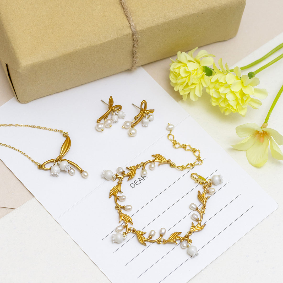 Lily of the Valley Jewelry Set with Gift Wrapping