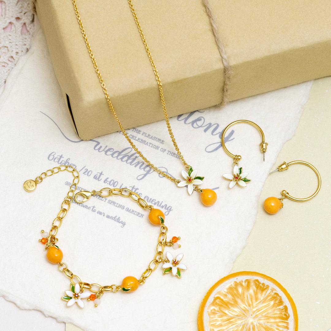 Selenichast Orange Blossom Jewelry Set with Gift Wrapping