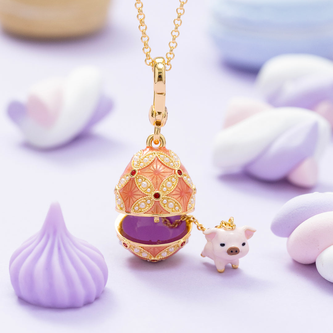 Selenichast Pig Egg Locket Necklace