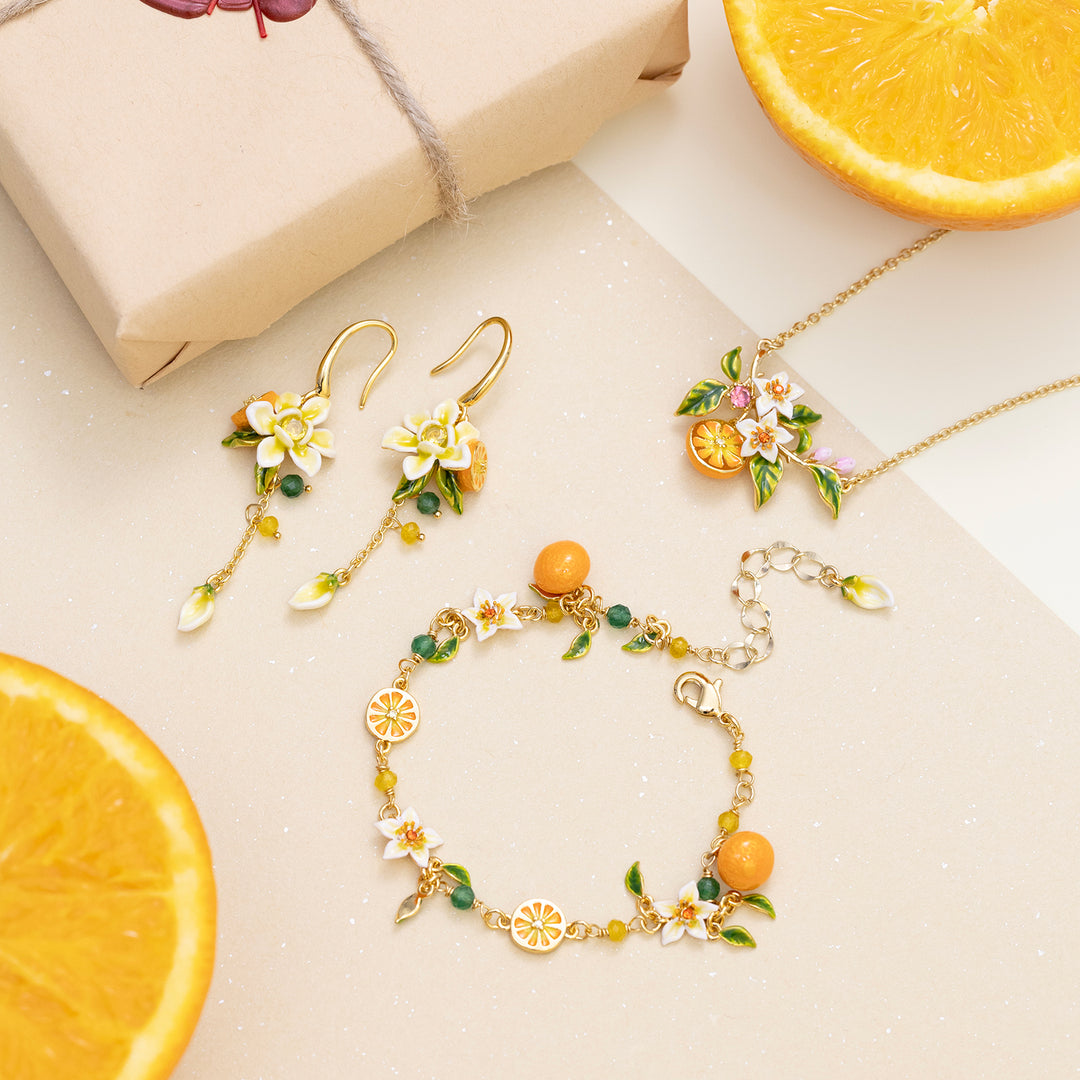 Selenichast Orange Jewelry Set with Gift Wrapping