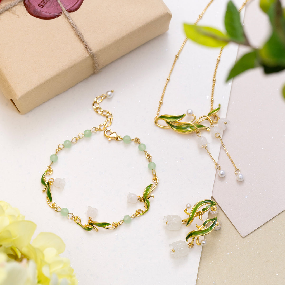 Selenichast Lily of the Valley Jewelry Set with Gift Wrapping