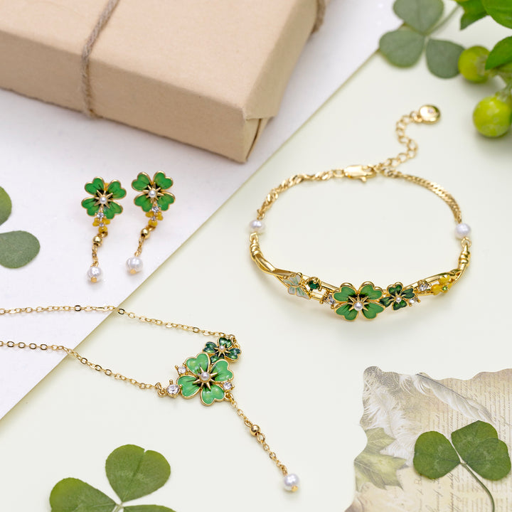 Selenichast Four Leaf Clover Jewelry Set with Gift Wrapping