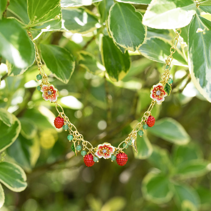 Raspberry Flower Beads Bracelet 
