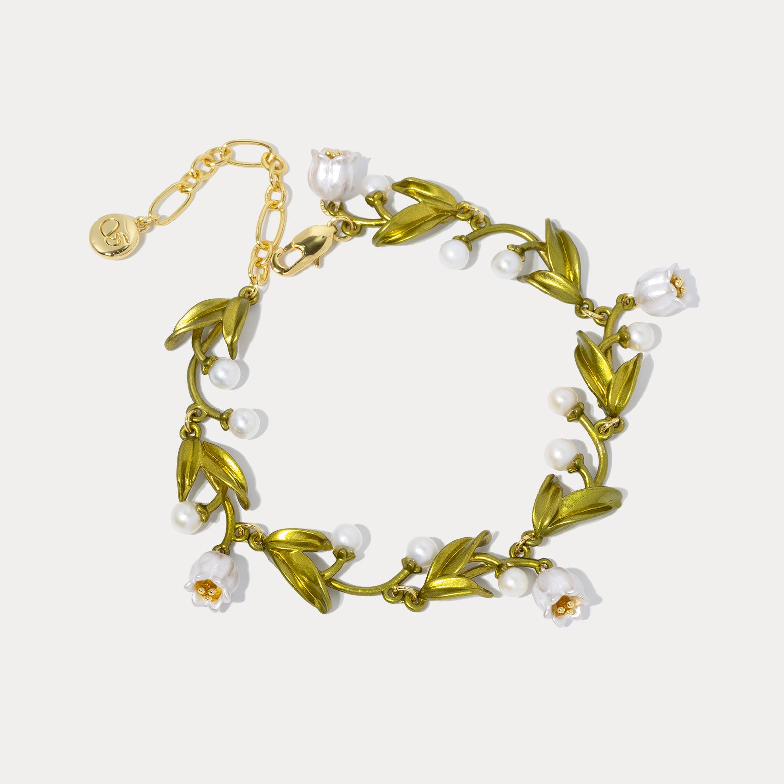 Selenichast Lily of the Valley Bracelet - May Birth Flower Jewelry