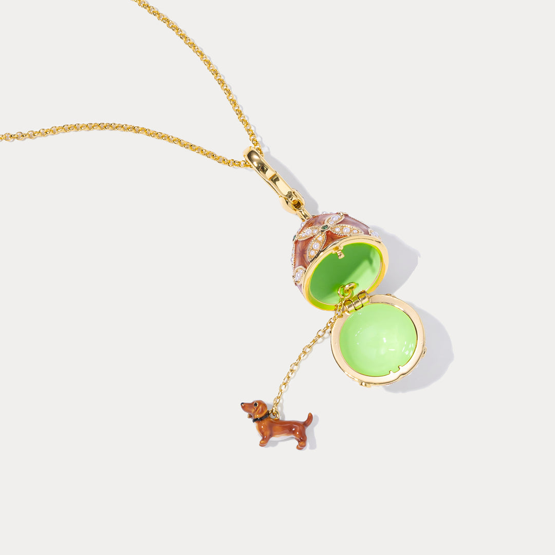 Dachshund Egg Locket Necklace