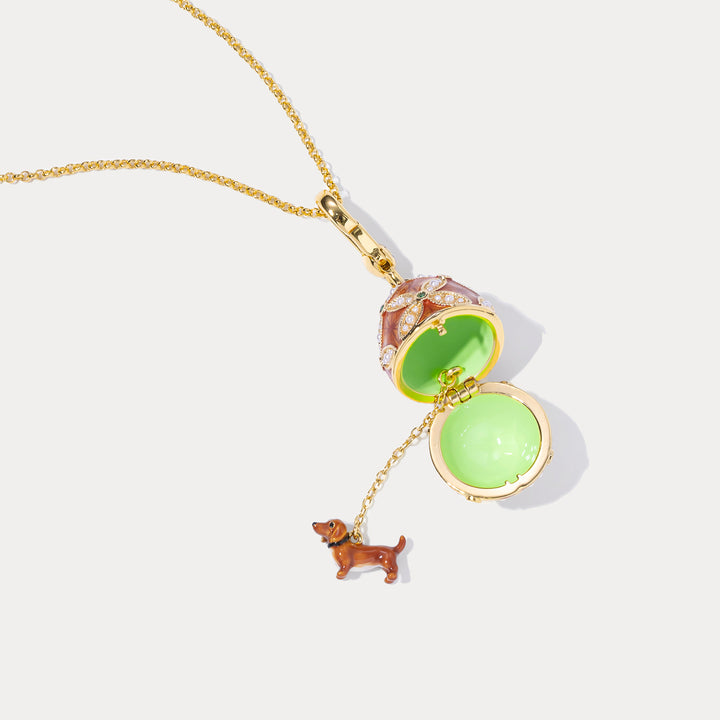 Dachshund Egg Locket Necklace