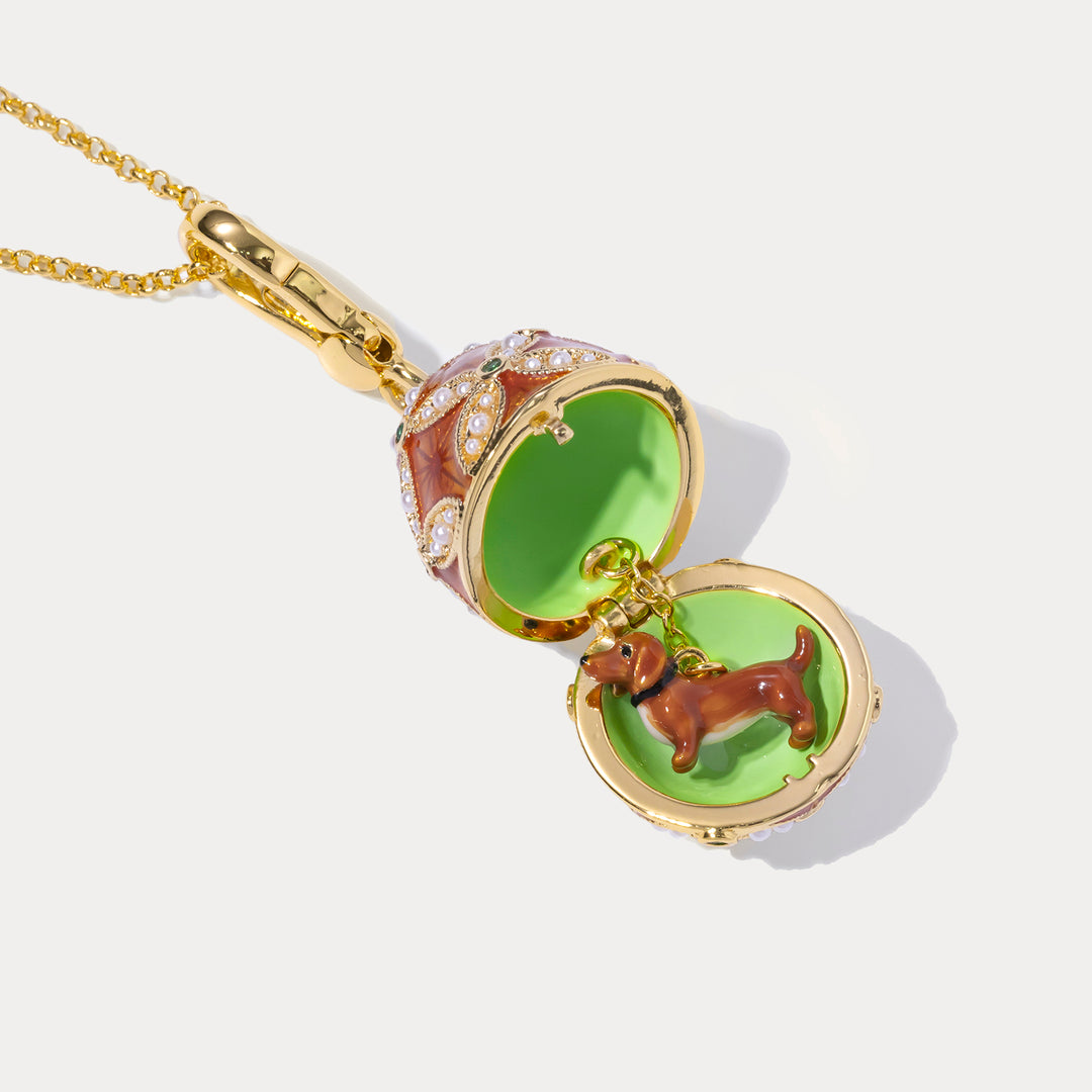 Dachshund Egg Locket Necklace