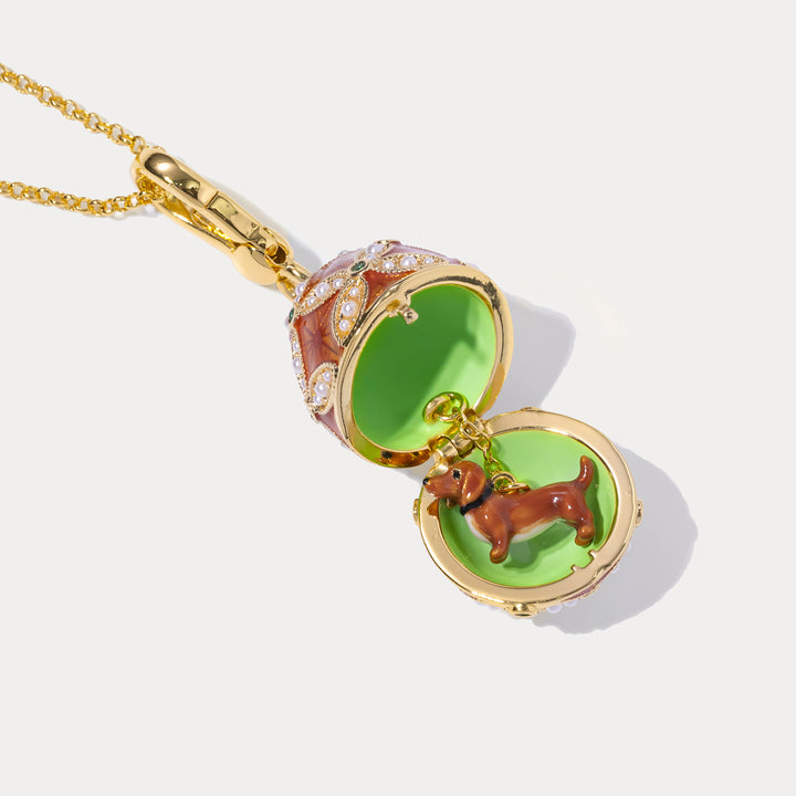 Dachshund Egg Locket Necklace