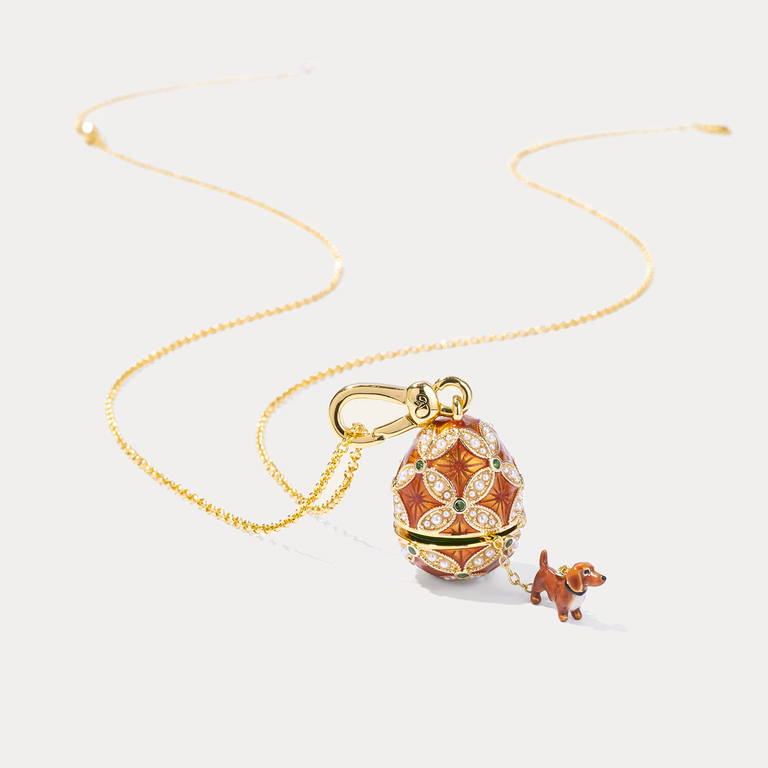 Dachshund Egg Locket Necklace