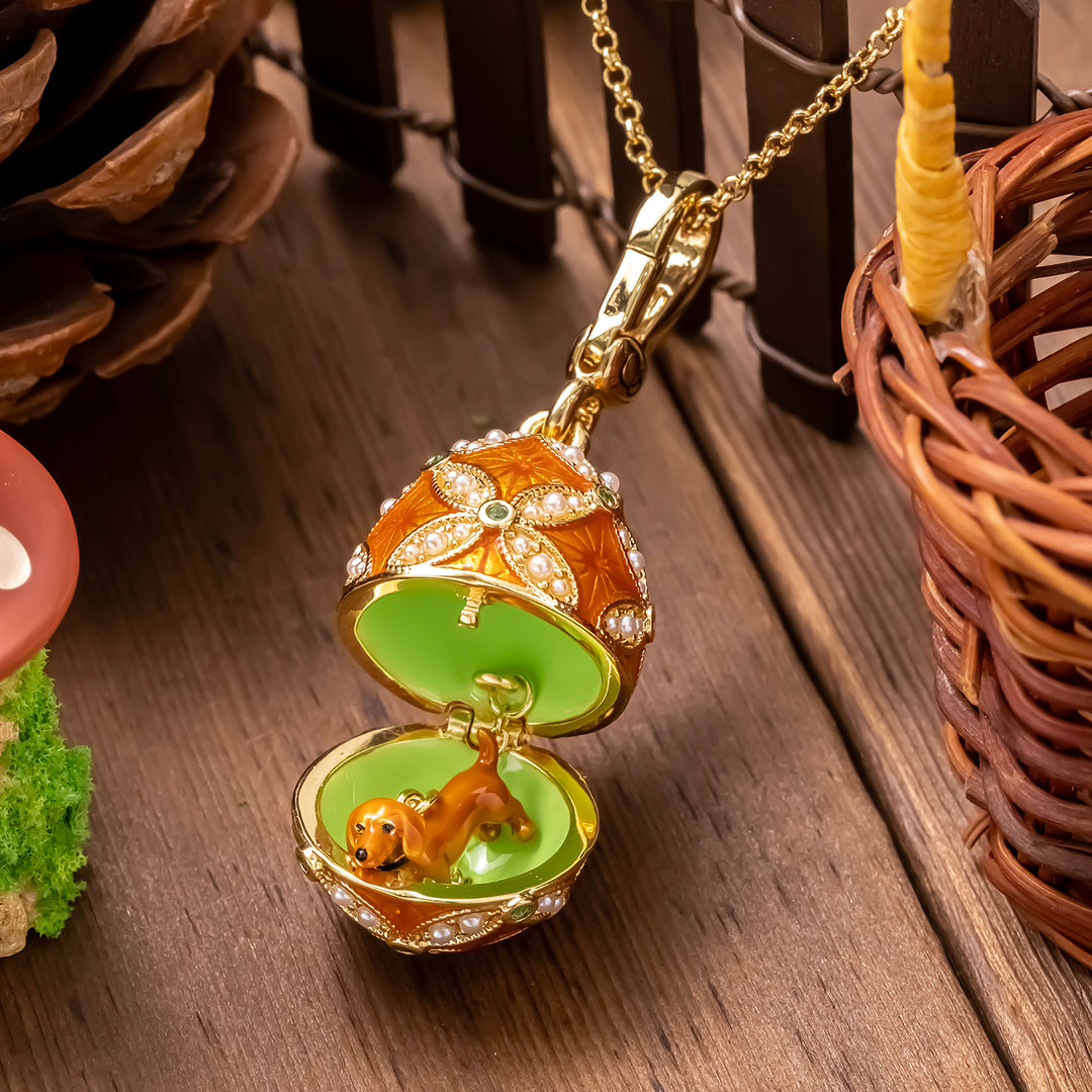 Dachshund Egg Locket Necklace
