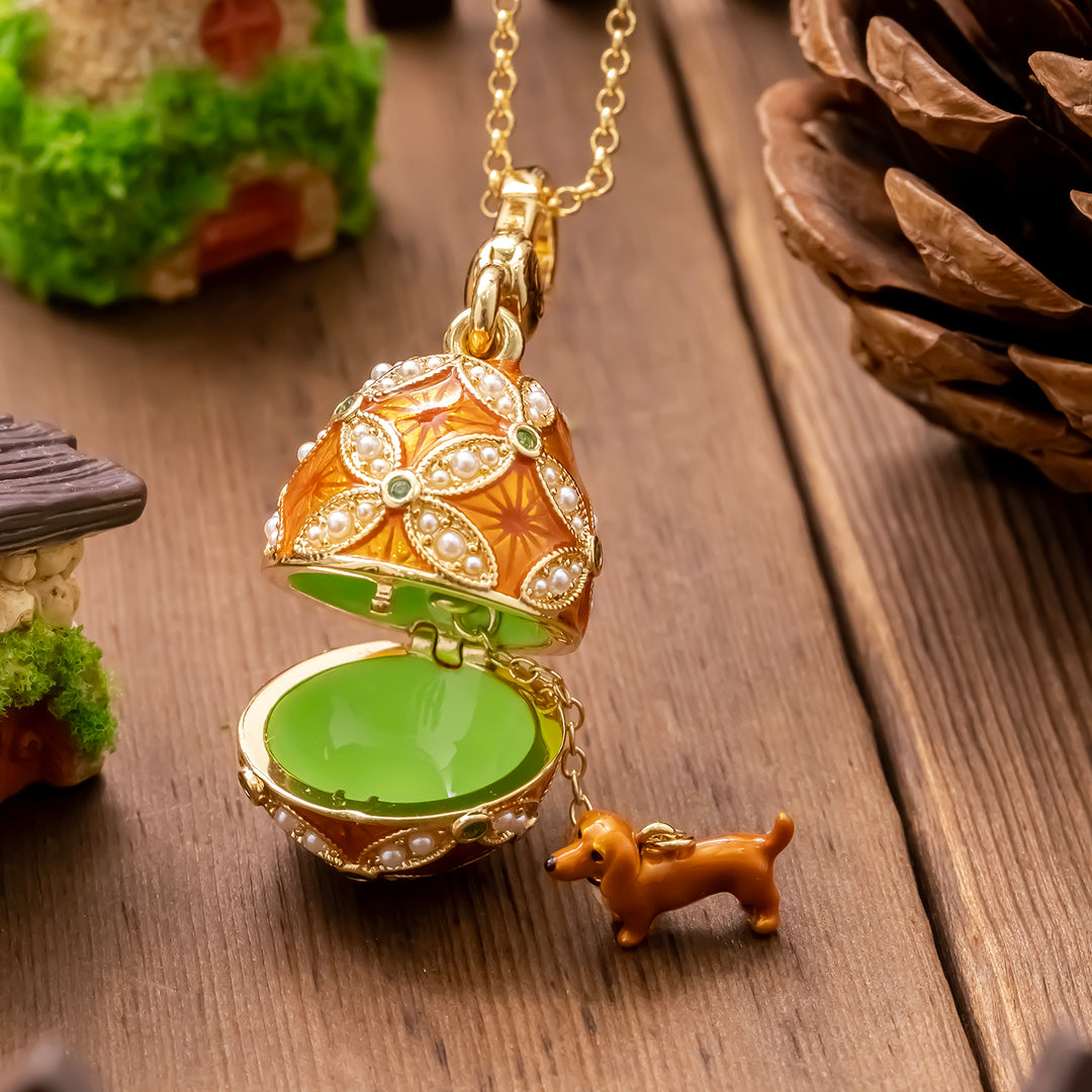 Dachshund Egg Locket Necklace