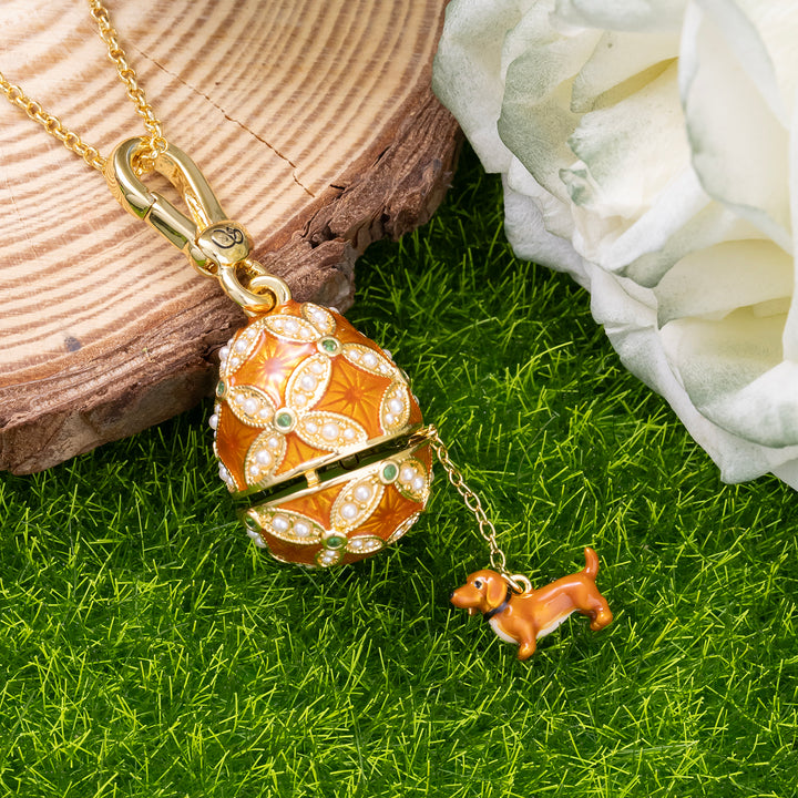 Dachshund Egg Locket Necklace