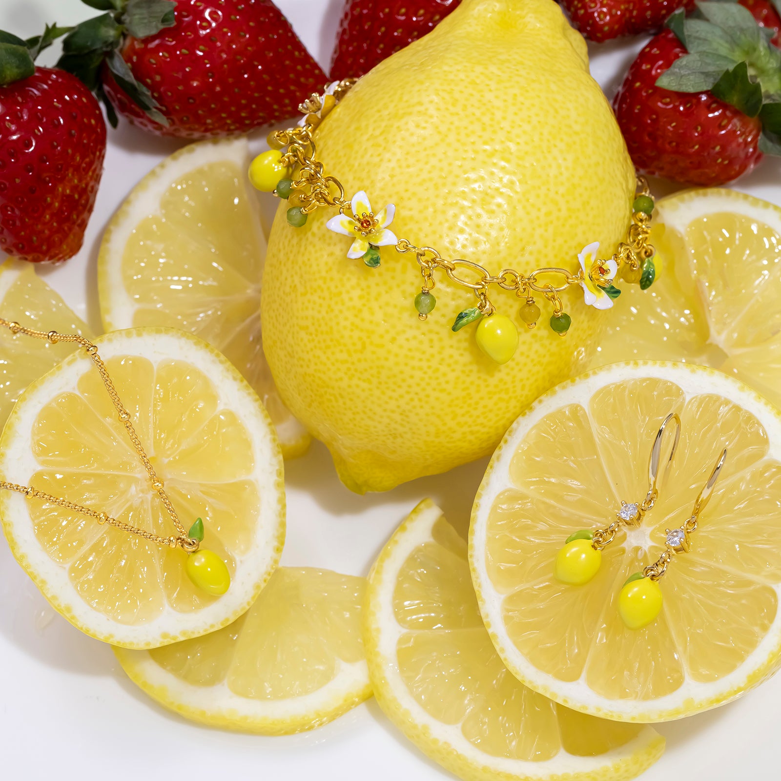Selenichast Lemon Earrings Botanical Flower Jewelry
