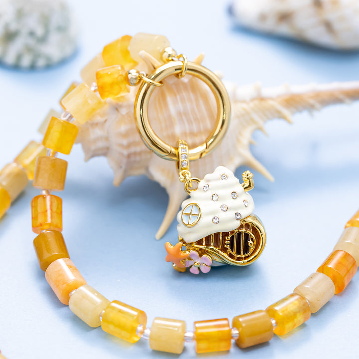 Orange Agate Bead Necklace