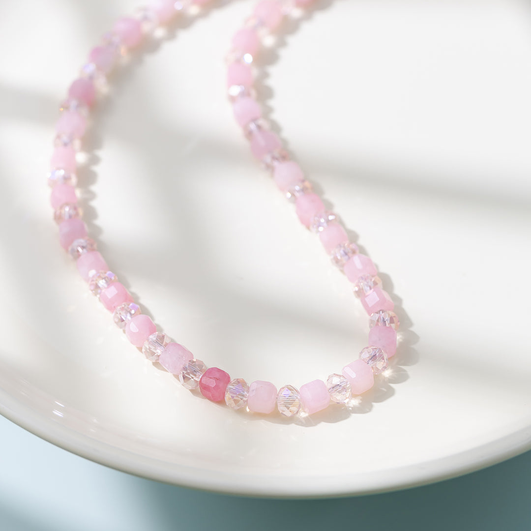 Pink Crystal Beaded Necklace