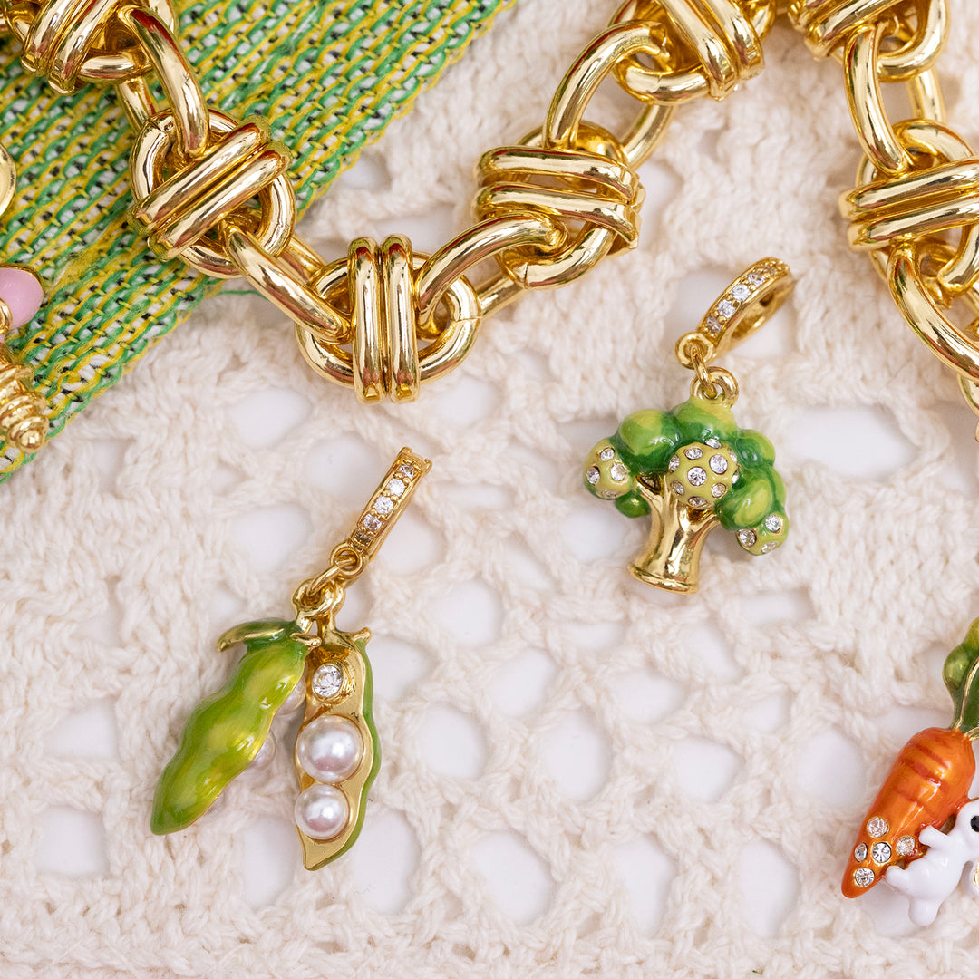 Selenichast Pea Pod Pearl Bag Charms