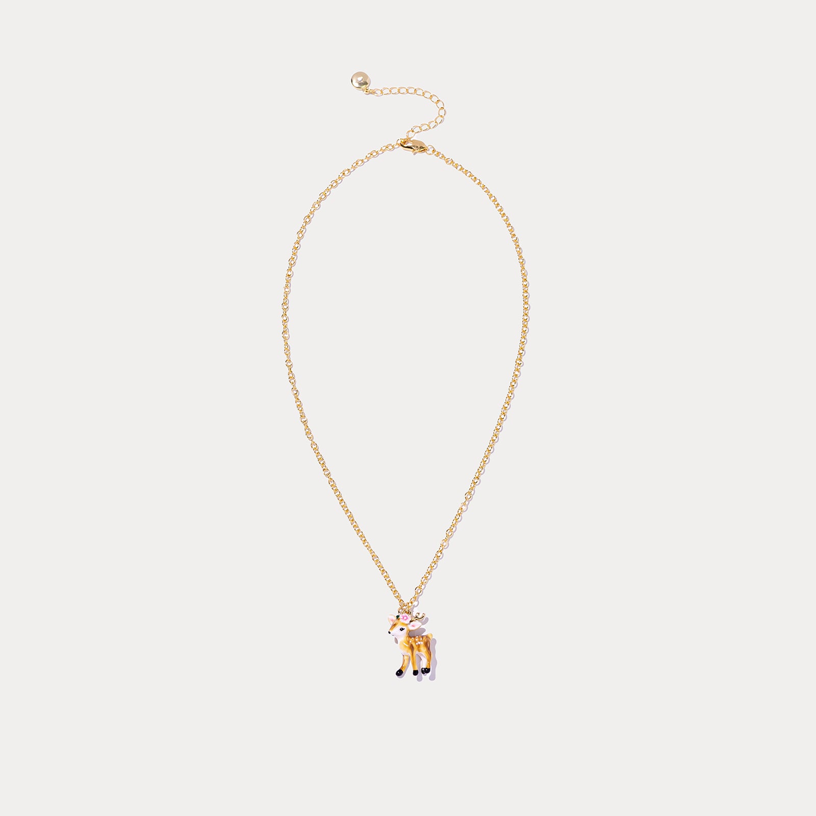Selenichast Enamel Deer 18K Gold On Brass Pendant Necklace Animal
