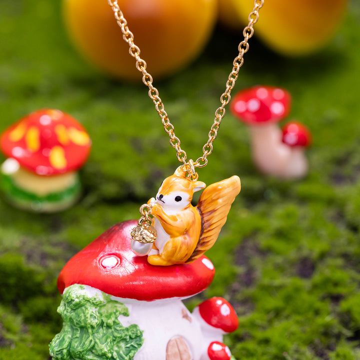 Squirrel Necklace Enamel Jewelry