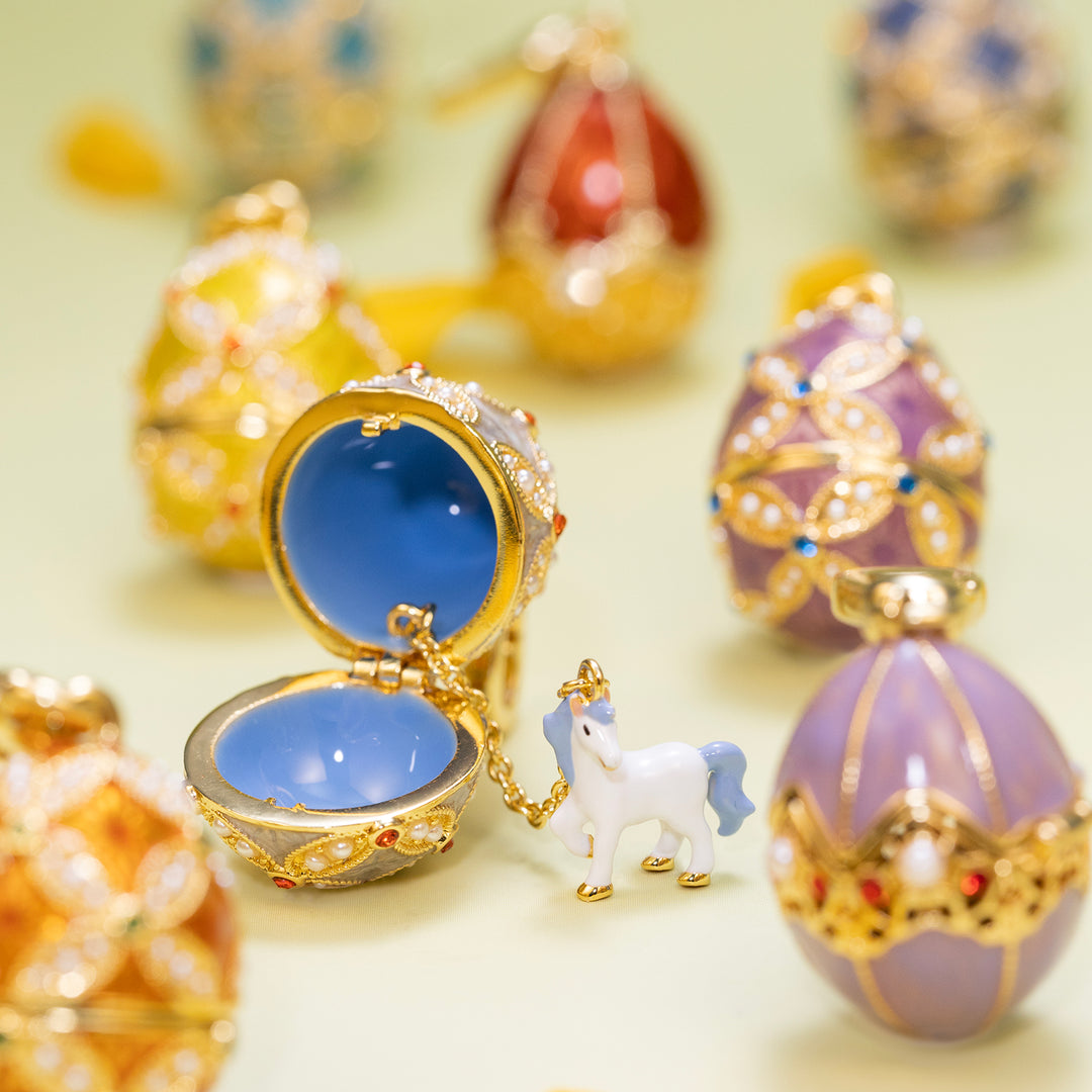 Horse Egg Locket Necklace Enamel  Necklace