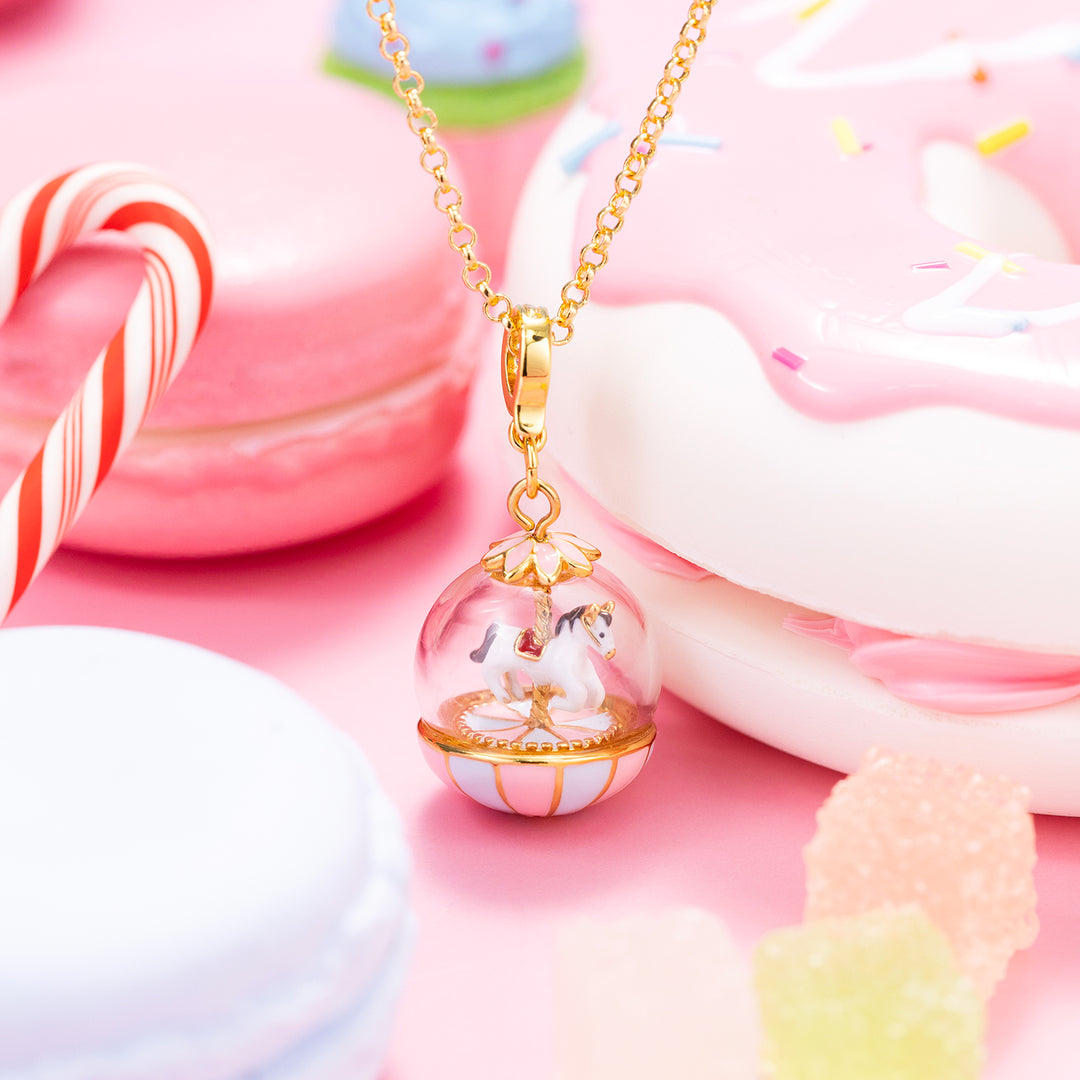 Carousel Globe Necklace 18K Gold Jewelry